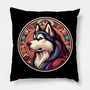 Siberian Husky - Art Nouveau - Husky Owners Gift Pillow