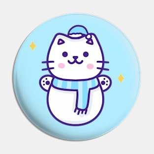 Snowman xmas cat Pin