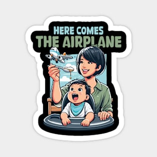 Here Comes The Airplane Mom Son Funny Mother's Day feeding Magnet