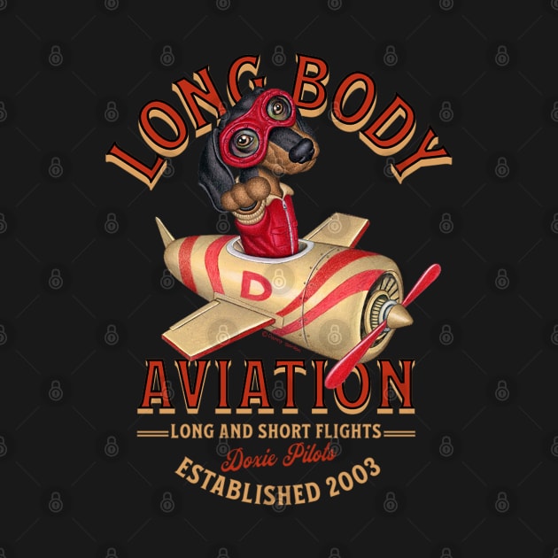 Dachshund Longbody Aviation by Danny Gordon Art