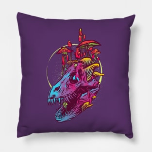 T Rex Mycology Psychedelic Skull Pillow