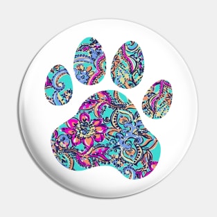 Bright Floral Paw Print Pin