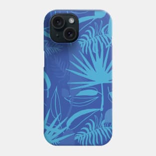 Blue tropical leaves exotic print Phone Case