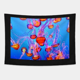 JELLYFISH SCHOOL VIBRANT IN THE BLUE OCEAN DESIGN Tapestry