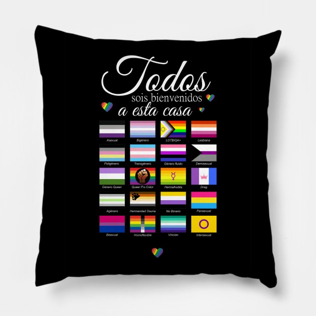 Todo el mundo es bienvenido a esta casa. Pillow by YooY Studio