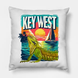 Key West Vibes with Iguana in the foreground. - WelshDesigns Pillow