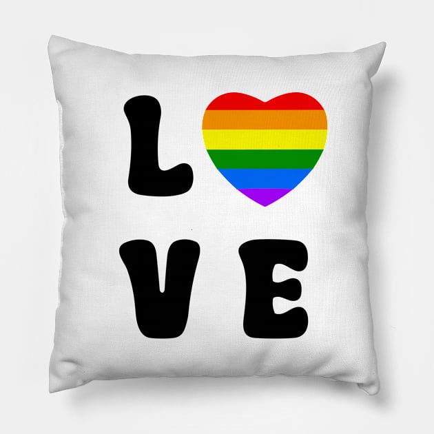 Love Rainbow Heart  Black Pillow by sapphire seaside studio