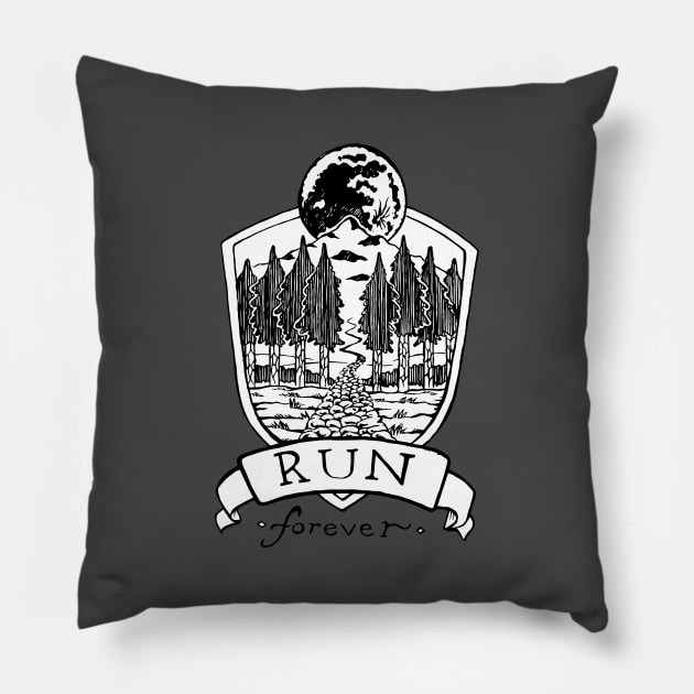 Run Forever - Moon Emblem Pillow by bangart