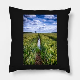 Flooded Tractor Tracks Pillow