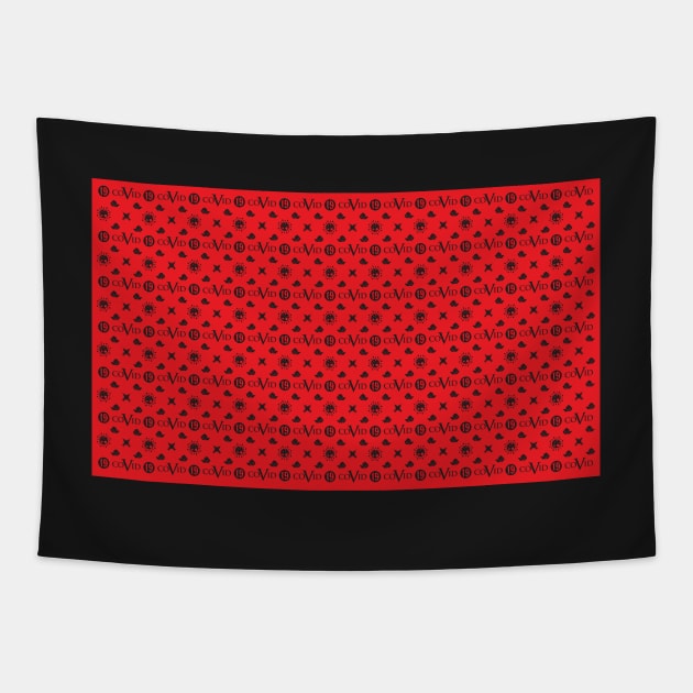 COVID 19 Pattern Red Black Tapestry by GraficBakeHouse