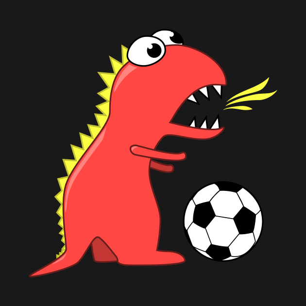 Cartoon Dinosaur Playing Soccer by Boriana Giormova