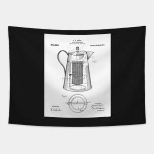 Coffee Percolator Patent - Coffee Shop Art - Black And White Tapestry