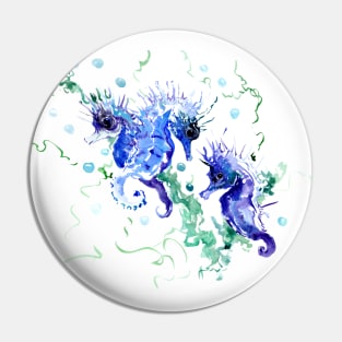 Blue Seahorses Pin