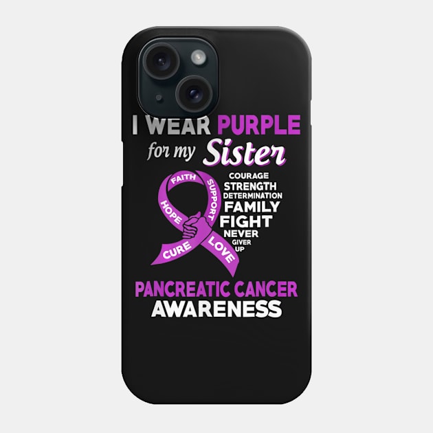 I Wear Purple for My Sister Pancreatic Cancer Phone Case by LiFilimon