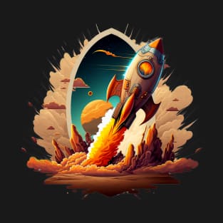 Space Rocket cartoon style T-Shirt