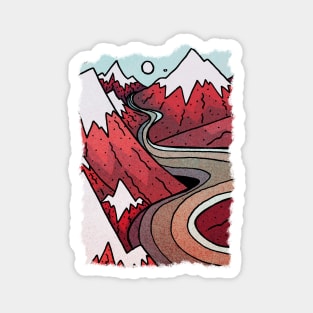 Red winter mountains Magnet