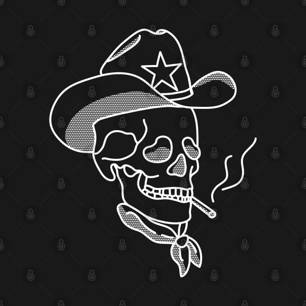 Western Cowboy Hat Skull Smoking by YourGoods