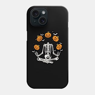 Funny Spooky Meditating Yoga Skeleton Halloween Pumpkins Phone Case