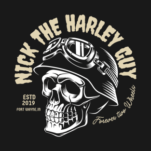 Nick The Harley Guy White Grunge Skull T-Shirt