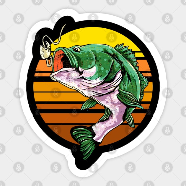 Retro vintag bass fish - Bass Fish Lover - Sticker