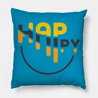 Happy | Geometric and Modern Typographic Design Pillow