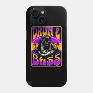 DRUM AND BASS  - Psychedelic Cat DJ (orange/purple) Phone Case