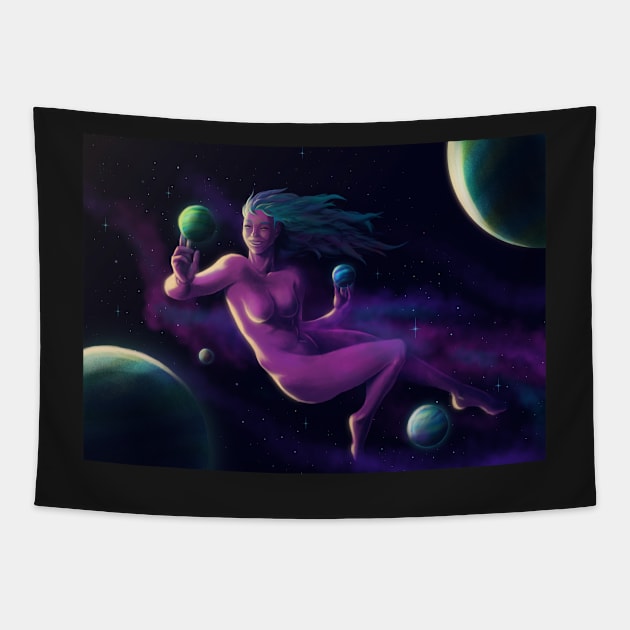 Goddess of the stars Tapestry by guilhermegarcia