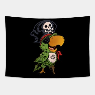 Ahoy Matey! Cute Pirate Parrot with Hat and Eyepatch Design Tapestry