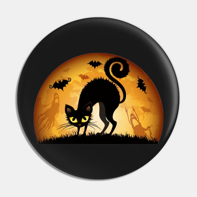 Halloween Black Cat Pin by Cardist