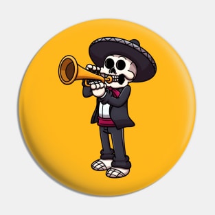 Mariachi Skeleton Playing The Trumpet Pin