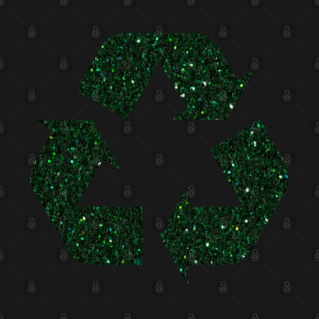 Dark Green Faux Glitter Recycle Symbol by Felicity-K