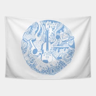 Light Blue Circle of Music Tapestry