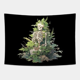 Bones And Botany Overgrown Skeleton Tapestry