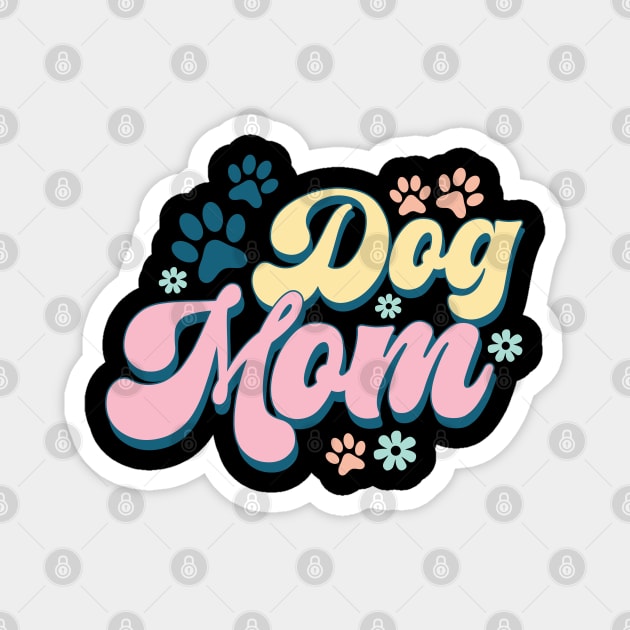 Retro Dog Mom Paw Gifts Magnet by The WYLD Tribe