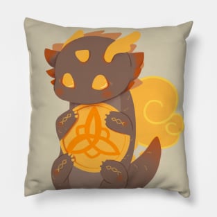 Chibi Dragon_ Zhongli_mora ver Pillow