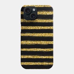 Glitter Chic Pattern 05 | Black and Gold Lines Phone Case