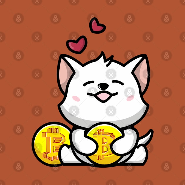 cute huging bitcoin by fflat hds