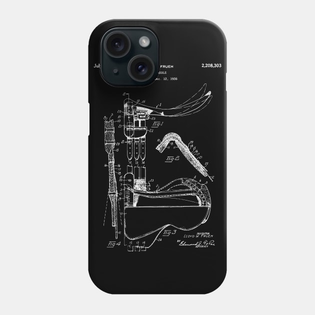 Saddle Patent - horse saddle blueprint Phone Case by Anodyle