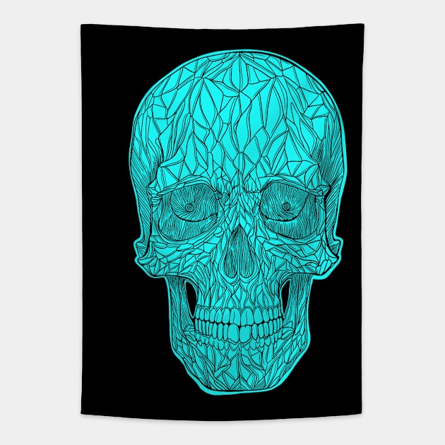 Teal skull Tapestry by DaveDanchuk