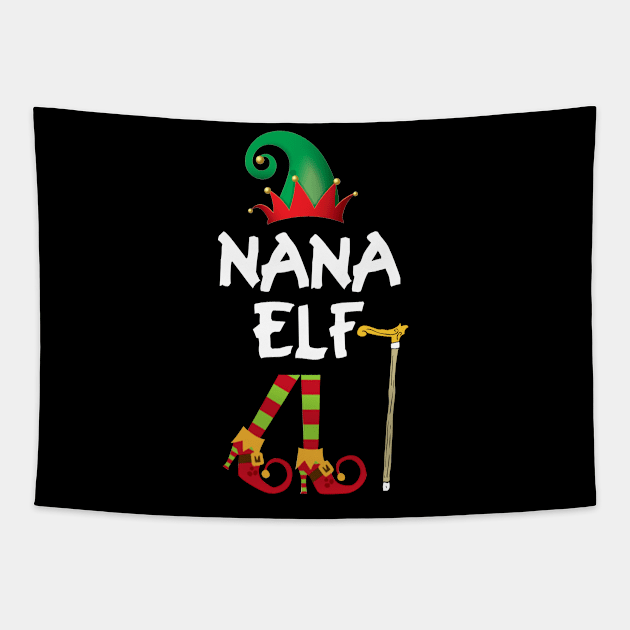 Nana Elf Funny  Family Christmas Tapestry by TeeAaron