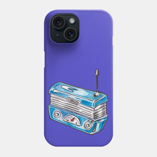 Little Blue Retro Radio Phone Case by JenTheTracy