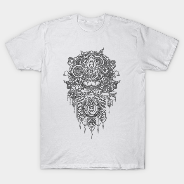 Discover Buddha Hamsa - Shadow Black Variant - Buddha - T-Shirt