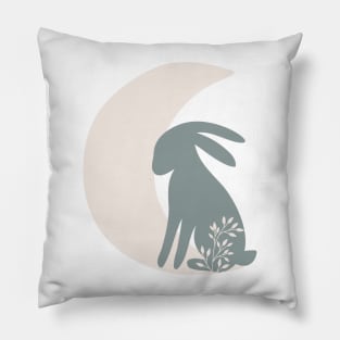 Crescent Moon and Bunny| Boho Nursery Print| Celestial Cottage Core Wall Art Pillow