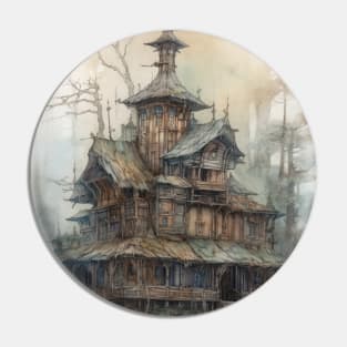 Gothic Futurism House in the Old Ancient Woods Pin