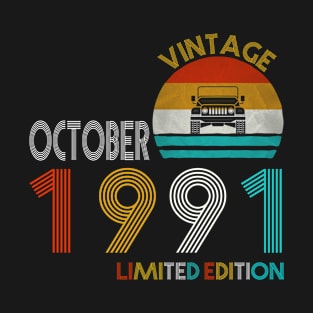 Vintage Jeep October 1991 Limited Edition Jeeps Lover Birthday Gift T-Shirt