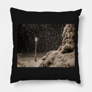 Snowy Light Post Pillow