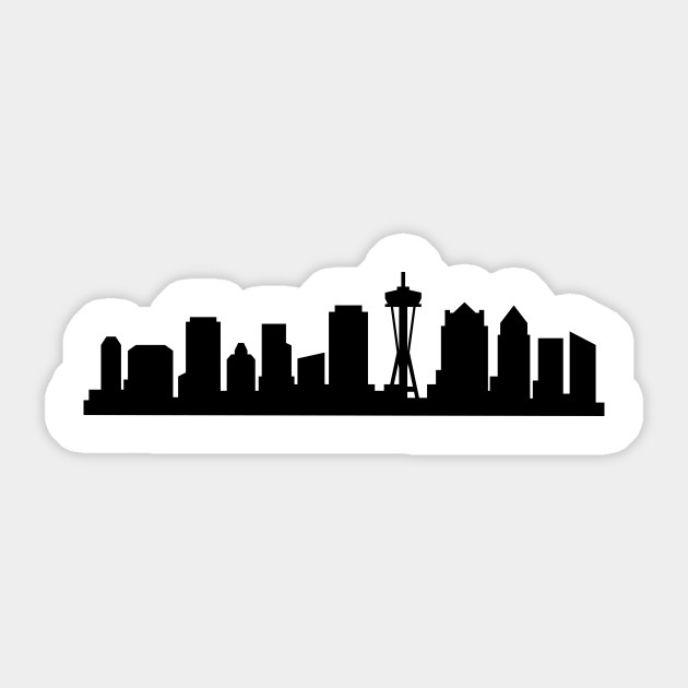 Seattle Skyline White Sticker Teepublic Uk