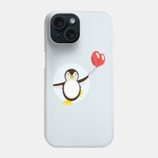 Cute penguin with balloons doodle drawing Phone Case