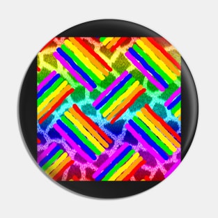 Rainbow Leapord & Rainbow Rought Stripes Thatched Pin