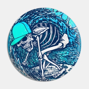 Surfer Skeleton by miskedesign Pin